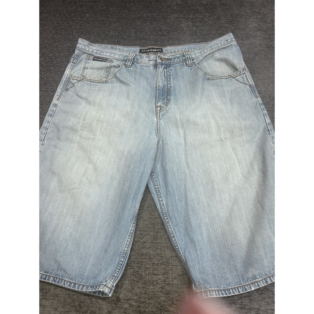 Vintage Y2K Rocawear Denim Jorts Mens 40 Baggy Hip Hop Wide Leg Jean Shorts